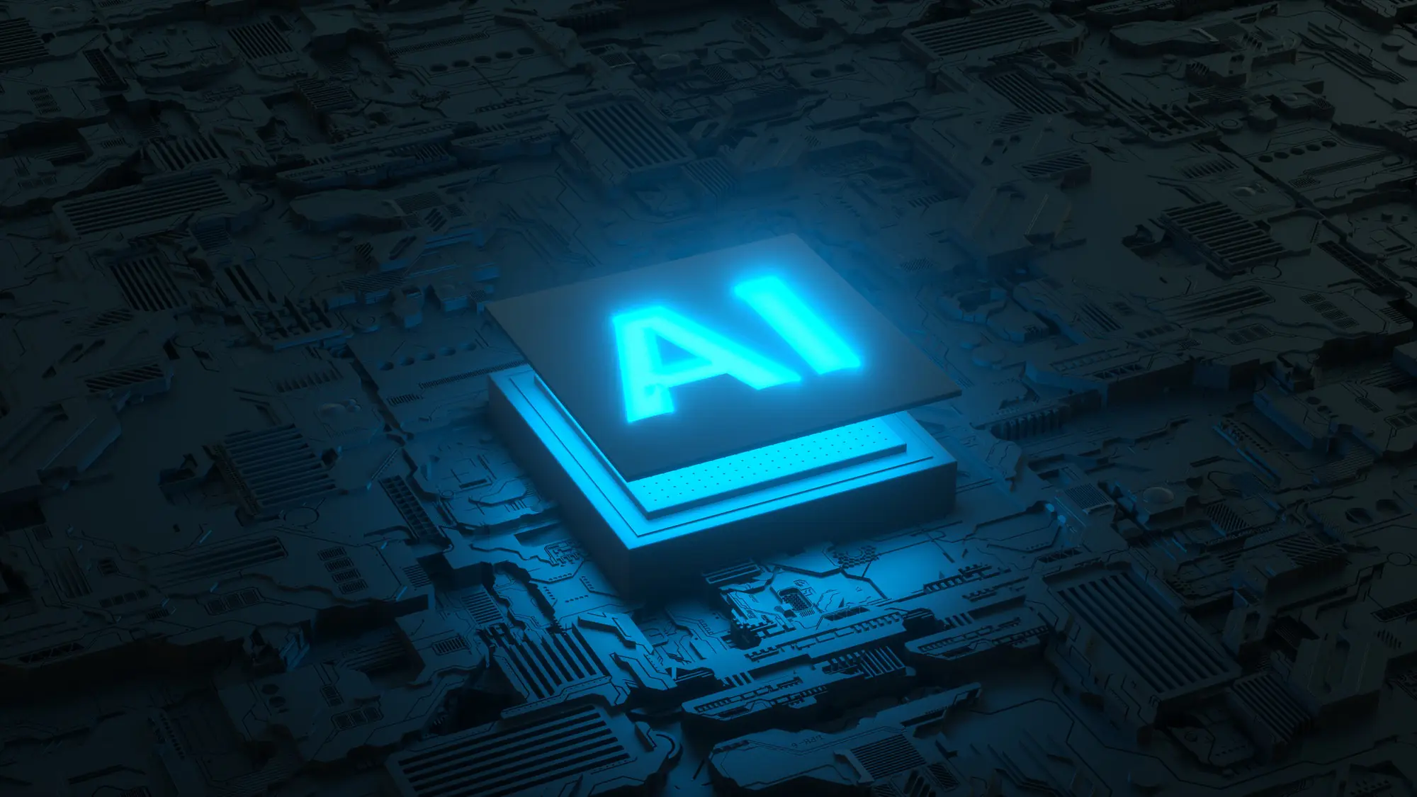 circuit board and ai micro processor artificial intelligence of digital human 3d render gerenciamento de riscos